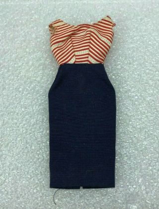 Vintage Barbie Doll Clothes Striped Cruise Ship Dress Red White & Blue Nm