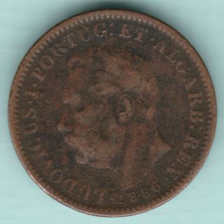 Portugese India Goa 1886 Quarto De Tanga Extremely Rare Coin