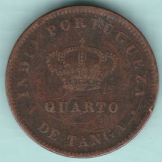 PORTUGESE INDIA GOA 1886 QUARTO DE TANGA EXTREMELY RARE COIN 2