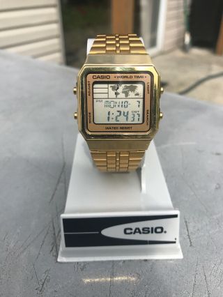 Casio World Time Stainless Steel Gold Tone Watch A500WGA - 9DF 2