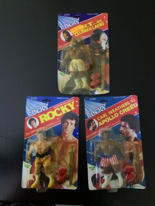 1980’s Rare Vintage Action Figures Set Of 3 Mr T,  Apollo Creed,  Rocky.