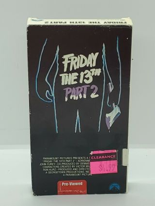 Friday The 13th Part 2 Vhs Paramount Gateway Rare Horror Slasher Cult Oop Jason