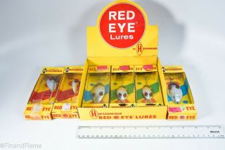 Vintage Red Eye Wiggler Dealer Display In Carton Antique Fishing Lure ET14 3