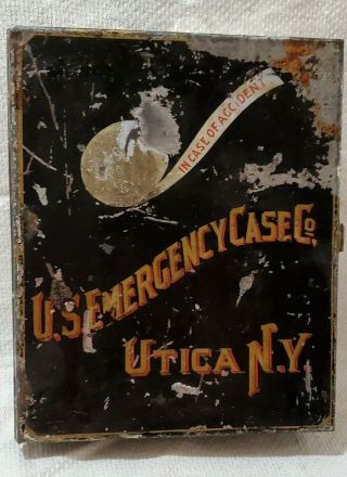 Antique U.  S.  Emergency Case Co,  Utica Ny First Aid Kit - Full Of Supplies