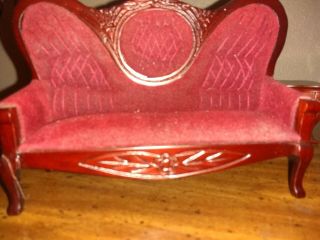Vintage 1/12 Dollhouse Mini Furniture Living Room Sofa And Chairs.  Doll