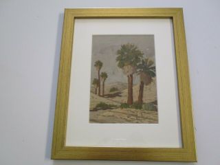 Antique Early California Plein Air Painting Desert Landscape Small Gem Palms Old