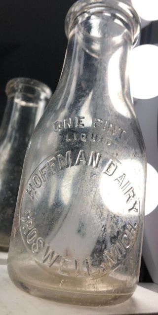Rare Pint Hoffman Dairy Croswell Michigan,  Mich,  Mi,  Milk Bottle 1920s