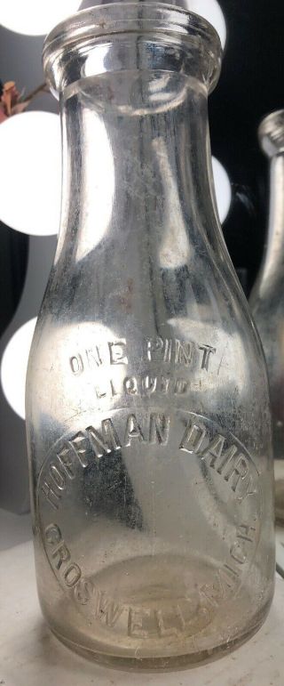 RARE Pint Hoffman Dairy Croswell Michigan,  Mich,  Mi,  Milk Bottle 1920s 2