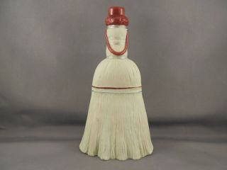 Old Antique Bisque Porcelain Broom Shape Figural Bottle Flask Germany