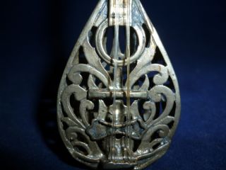 Stunning Solid Silver Mandolin.  Novelty Silver Miniature Model Of A Mandolin