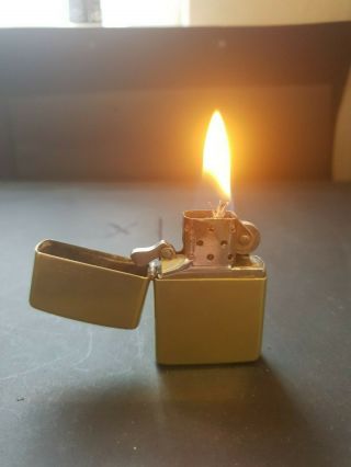 Vintage Very Rare Zippo Lighter Solid Brass In Order