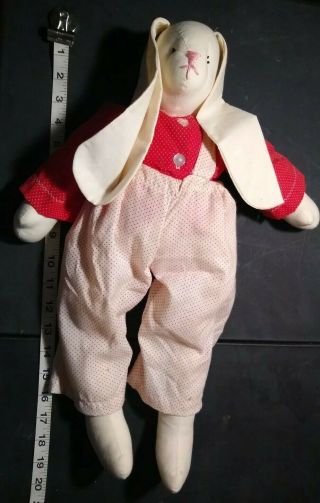 Vintage 19” Handmade Bunny Rabbit Rag Doll Couple,  Male & Female,  With Outfits 3