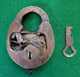 Sargent And Greenleaf Cutway Padlock Lock Vintage Antique With Key