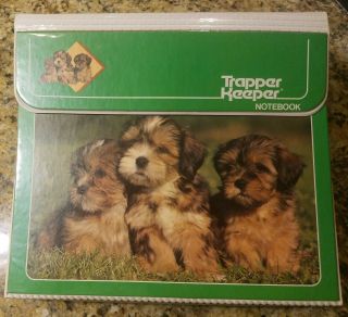 Vintage 1980s Retro Old School Trapper Keeper Puppy Theme Rare