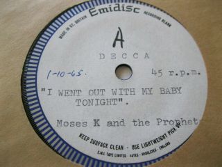 Moses K And The Prophets I Went Out With My Baby Tonight Rare Test Press 1965