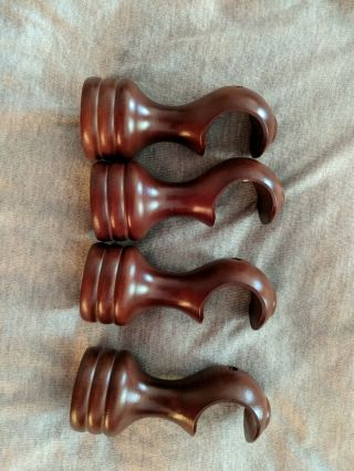 Vintage Curtain Pole Drapery Wood Brackets Supports Brown 2 pairs (4 total) 1.  5 