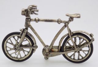 Vintage Solid Silver Italian Made Large Bicycle Miniature Stamped Figurine