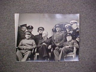 Rare Orig Ww2 Real Photo Yalta Winston Churchill / Roosevelt / Stalin Feb 1945