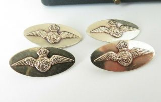 Very Rare Ww2 Gold/silver Raf Cufflinks Military Wings In Vintage Box