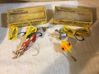 2 Vintage Fred Arbogast " Hawaiian Wiggler " Lures With Boxes