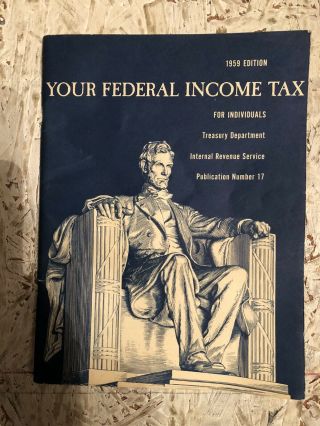 Rare Vintage 1959 Irs Federal Income Tax Instruction Guide Book Booklet 128pages