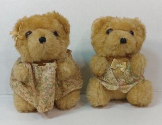 Vintage Avon Plush Stuffed Teddy Bear Couple Floral Outfits Boy And Girl Rare 5 "