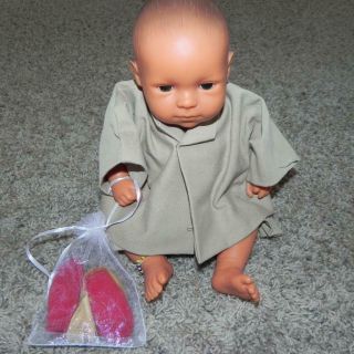 01996 Vintage 1988 Furga Anatomically Correct Native American Baby Doll Indian