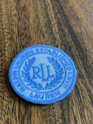 Rare Vtg Polo Ralph Lauren Rl Leather Blue & White Round