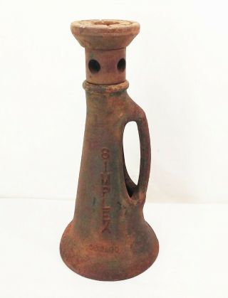 Vtg Antique Simplex 1 1/4x10 Railroad House Screw Bottle Jack 12 " Lift Cast Iron