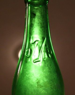 SODA BOTTLE VINTAGE 7 UP RARE OLD ACL WITH EMBOSSED NECK 8 BUBBLES 7 oz 3