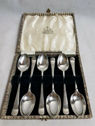 Vintage 6 Piece Silver Plated Tea Spoons Set (boxed) By Butt & Co