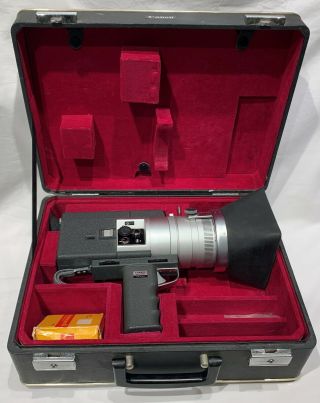 Rare Canon Auto Zoom 1218 8 Movie Camera As/is Hard Case With Film