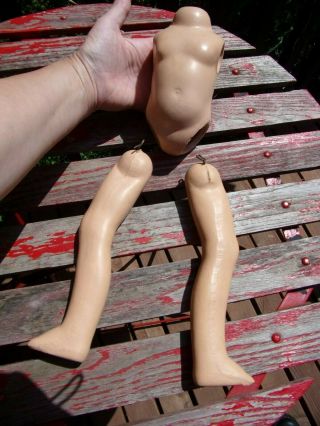 Antique Composition Doll Parts Legs (8 1/2 " Long) & Torso (6 ") Repair Restore