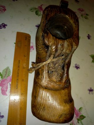 Vintage 1920s Wooden Football Rugby Boot Treen Novelty Handcarved Arts & Crafts
