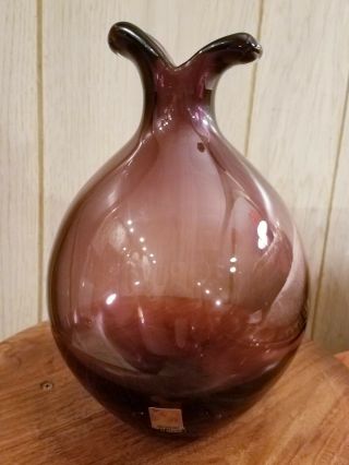 RARE Eva Zeisel Signed Amethyst Glass Vase Vetricolor Marinha Grande mglass HTF 2