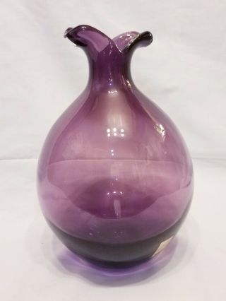 RARE Eva Zeisel Signed Amethyst Glass Vase Vetricolor Marinha Grande mglass HTF 3