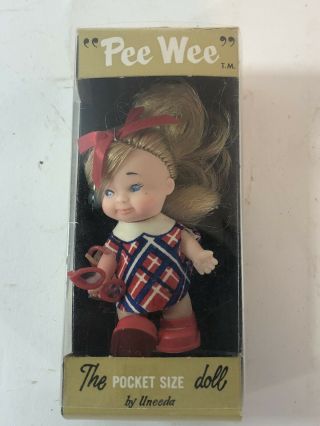 Vintage Peewee Pocket Size Doll By Uneeda 1966 104c School Time Nib