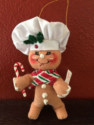 Annalee Gingerbread Man Chef Hat W Candycane Christmas Ornament Rare 2005