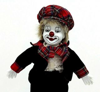 Vintage Porcelain Smiling Clown Doll 12 " Hand Painted