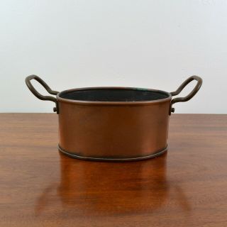 Vintage Antique Copper Oval Jam Pan / Pot / Bowl With Brass Handles