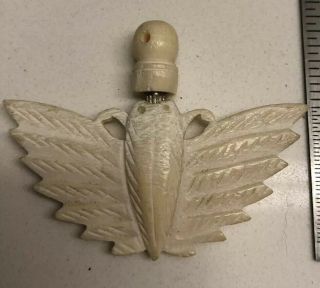 Antique Vintage Estate Victorian Miniature Perfume Bottle Carved Bird Pendant