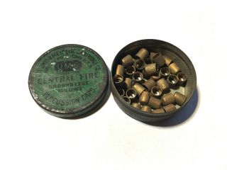 Early Antique Union Metallic Cartridge U.  M.  C.  Central Fire Percussion Caps Tin