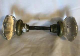 Antique Glass And Brass Door Knobs Handles With Spindle