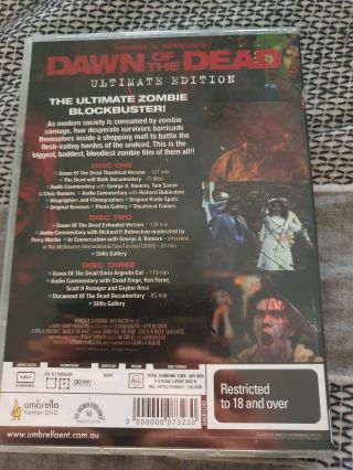 Dawn of the dead ultimate edition 3 disc set DVD (1978) very rare 2