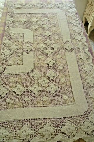 A Lovely Vintage Hand Made All Lace Tablecloth 46 " X 50 "
