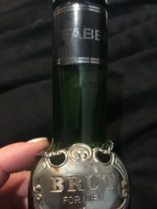Vintage Brut Lotion For Men Faberge 3.  2 Oz Glass Green Bottle Empty