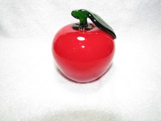 Decorative Glass Red Apple - Murano Style Art Glass Fruit - C