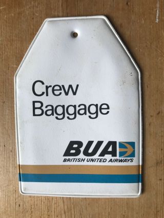B.  U.  A.  British United Airways Crew Plastic/leather Style Baggage Tag Bua Rare