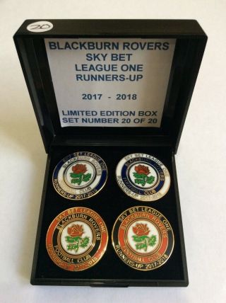 Rare Blackburn Rovers Football Club Fc Ltd Ed 2018 Promotion Badge Pin Box Set