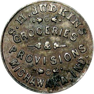 1861 Mishawaka Indiana Civil War Token S H Judkins Rare Single Variety Merchant